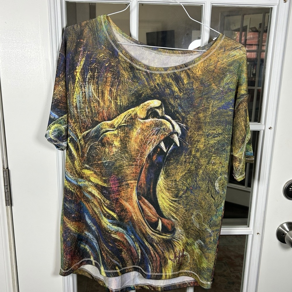 Lion Of Judah Janet Hyun Art Christian T-shirt Roaring Lion Size Large